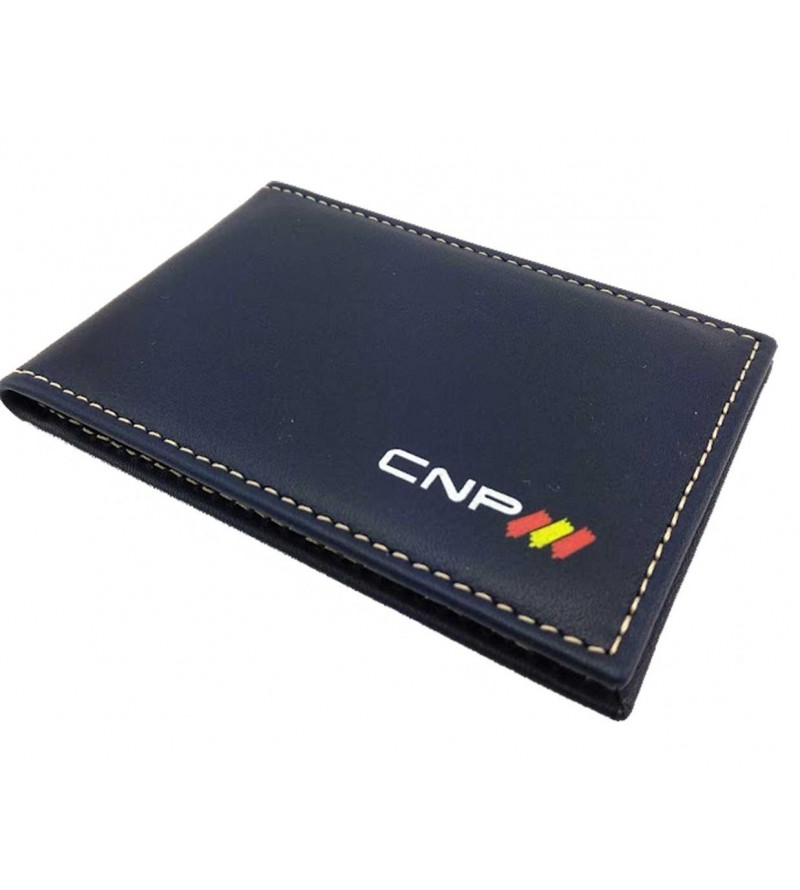 Cartera Policía Cartera Porta Placa Piel Cabrera Policía Nacional Azul - , 8 Departamentos Protección RFID
