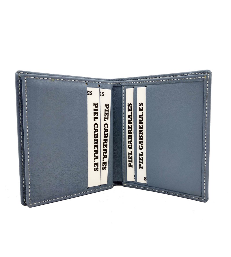 Cartera Policía Cartera Porta Placa Piel Cabrera Policía Nacional Azul - , 8 Departamentos Protección RFID